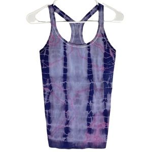 Lululemon Ebb To Street Tank Top Womens 6 Small Purple Pink Tie Dye Shelf Bra